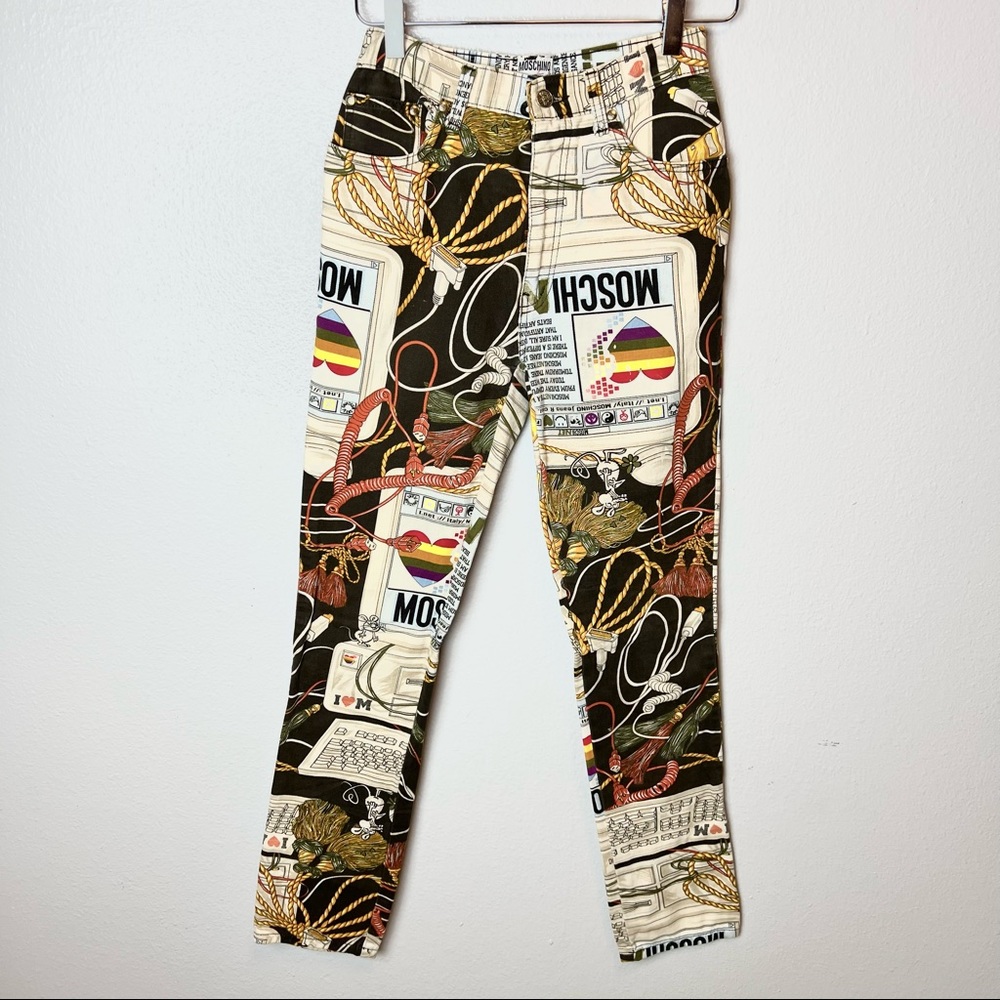 MOSCHINO Vintage 1995 “MoschiNET” Apple Computer High Waist Skinny Jeans size 28